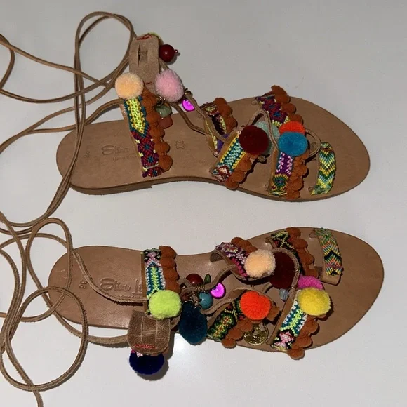 Elina Linardaki Intermix *Penny Lane* lace up leather gladiator sandals 38 7.5 - Picture 3 of 5